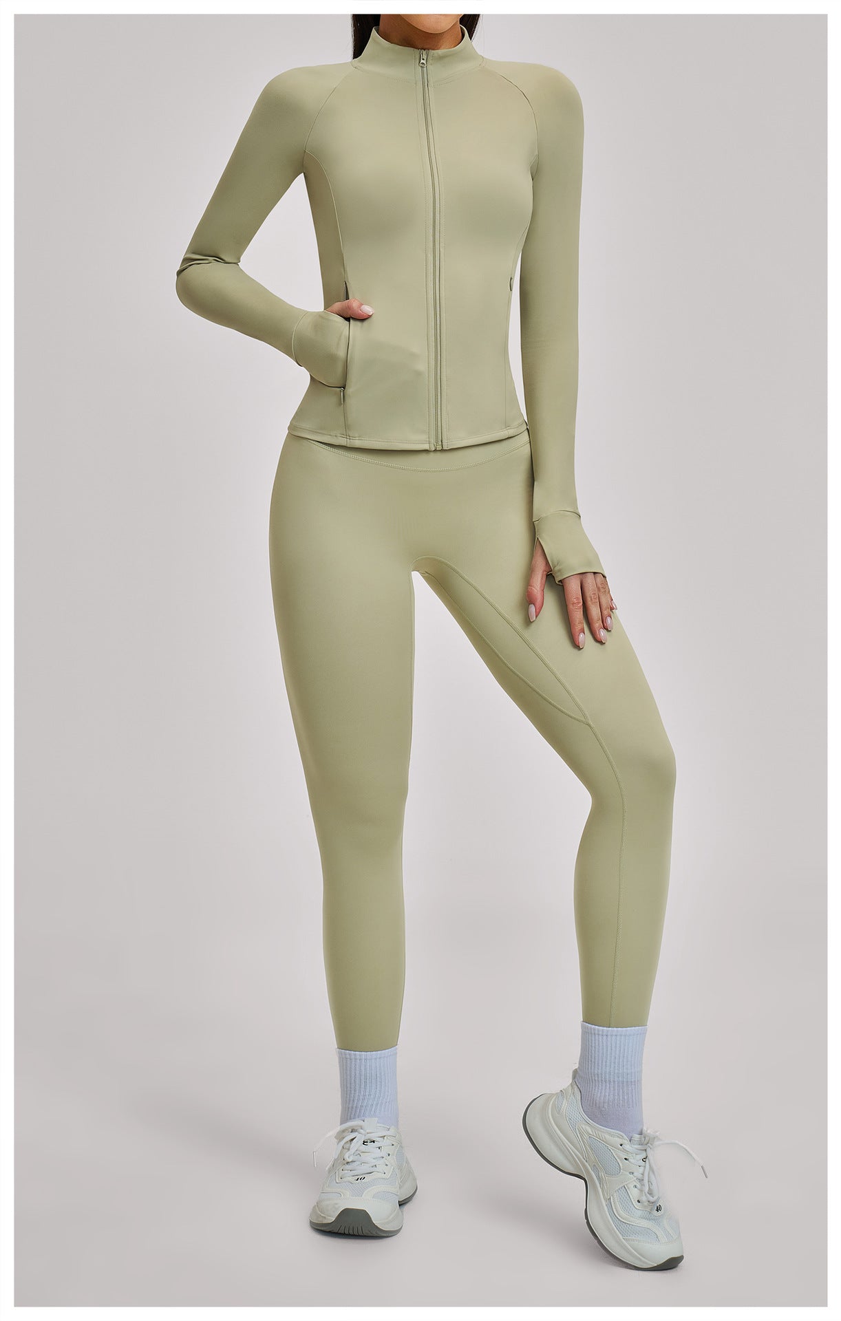 03/2026 Women's Zipper Casual Yoga Set, Brushed Outdoor Cycling Running Sports Fitness Set 4510