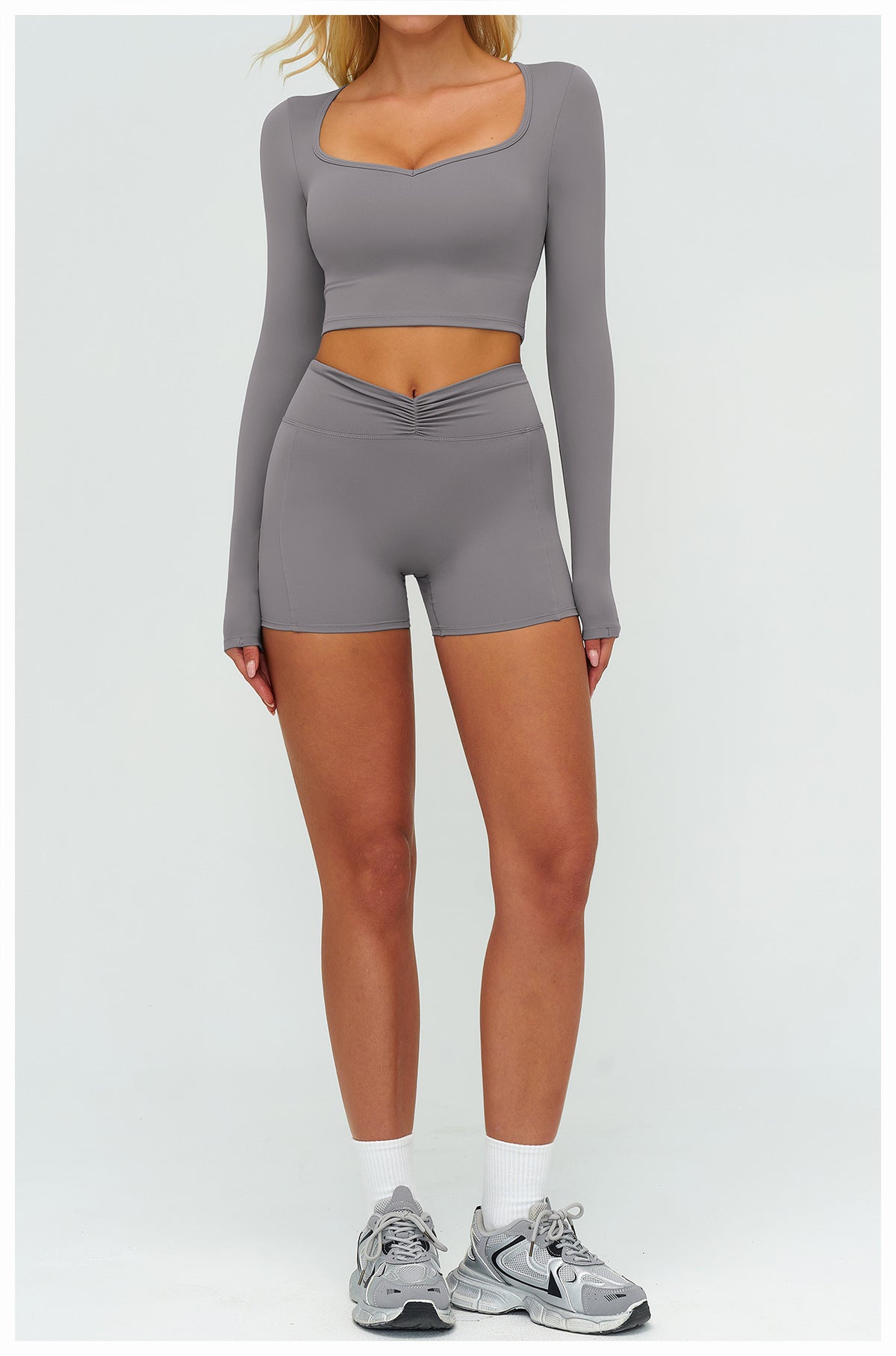 12/2025 Autumn/Winter Cross-Border Brushed Long-Sleeved Yoga Wear, Outdoor Running Fitness Wear, Casual Sports Top 9313