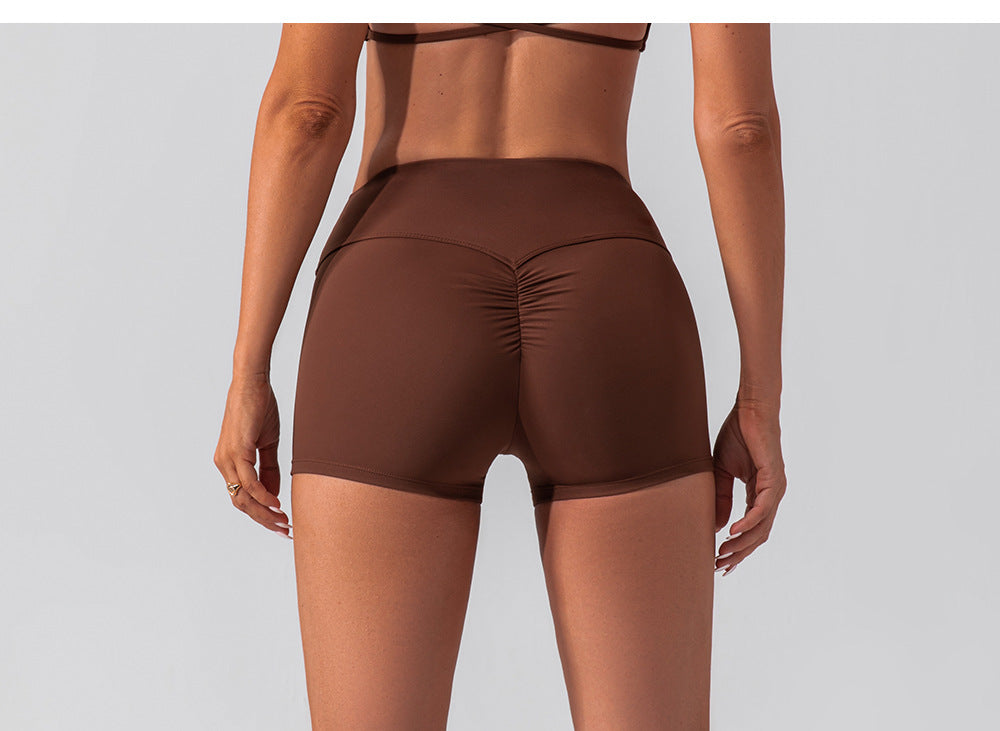 Women Shorts high-waist fitness shorts without embarrassing lines double-sided brushed yoga pants women's hip-lifting tight sports shorts