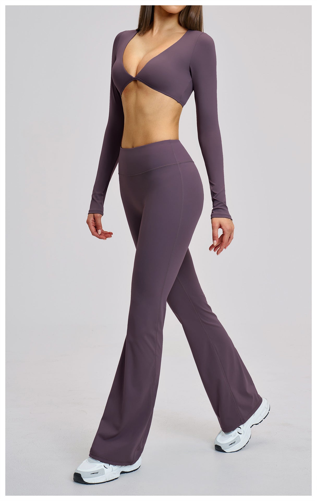 03/2026 Brushed Micro-flare Yoga Set, European and American Style Sports Running Fitness Set, Halter Neck Yoga Suit 4201