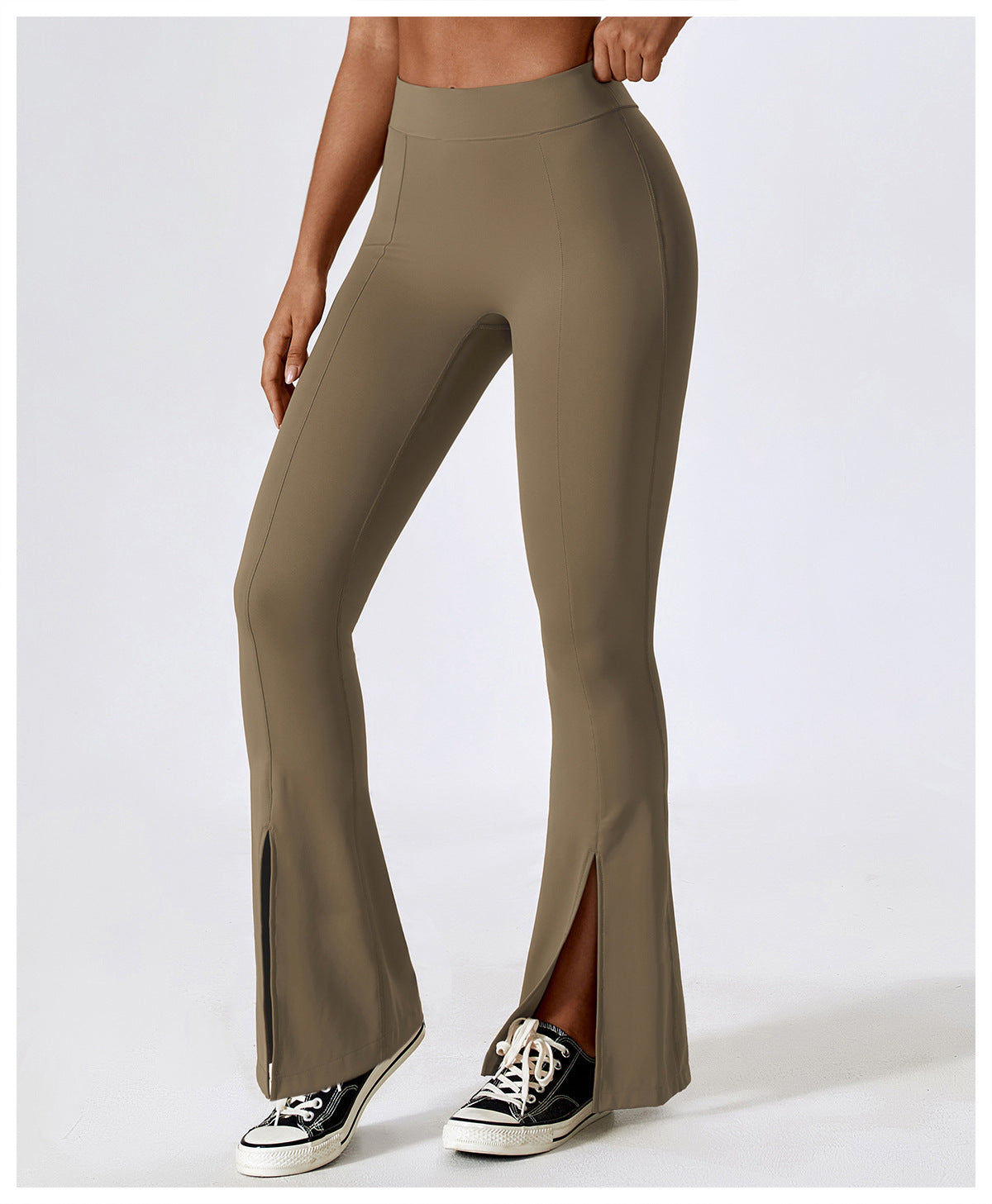 2023.08 wide-leg tight-fitting nude yoga pants with hip-lifting and slightly flared casual sports pants high-waisted flared pants 8281