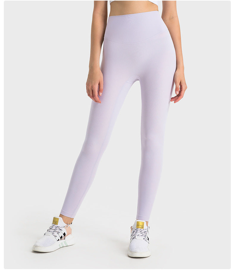 SPR pumped strip ribbed without embarrassing line high waist hip-lifting yoga pants for women wearing belly-holding fitness sports nine-point pants