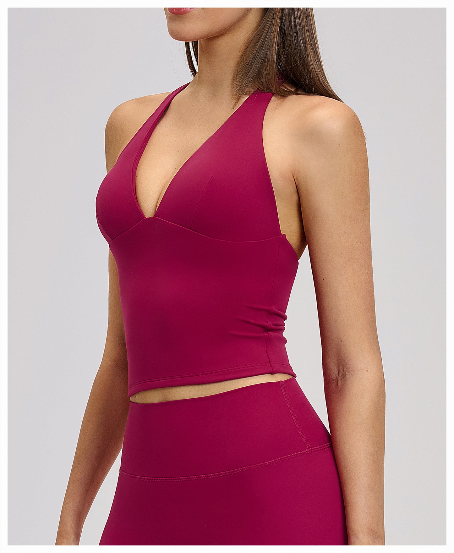 03/2026 V-neck European and American style yoga vest with padded chest, high elasticity, hollow design, outdoor beautiful back, fitness sports vest for women, 4201