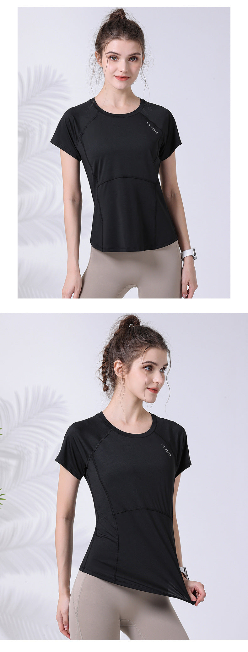 waist thin fitness clothes back laser punching heat dissipation running sports short-sleeved T-shirt women