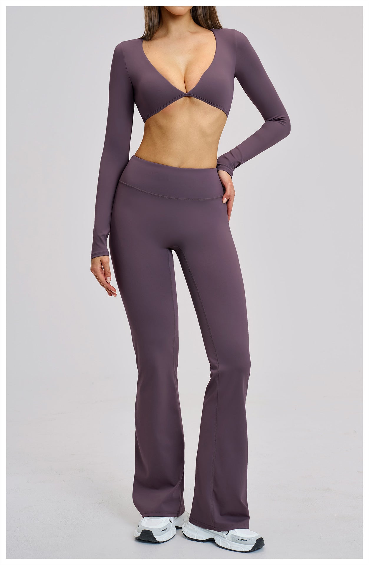03/2026 Brushed Micro-flare Yoga Set, European and American Style Sports Running Fitness Set, Halter Neck Yoga Suit 4201