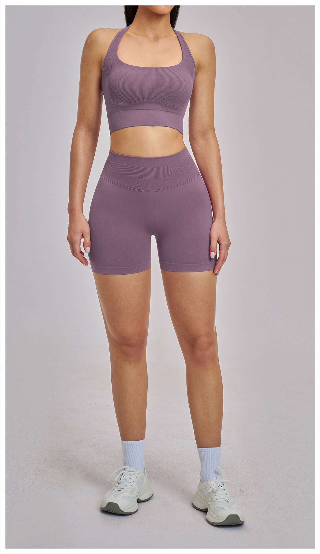 03/2026 Racerback Fitted Yoga Set, Seamless Fitness Wear, High-Elastic Running Sports Set for Women, 5518