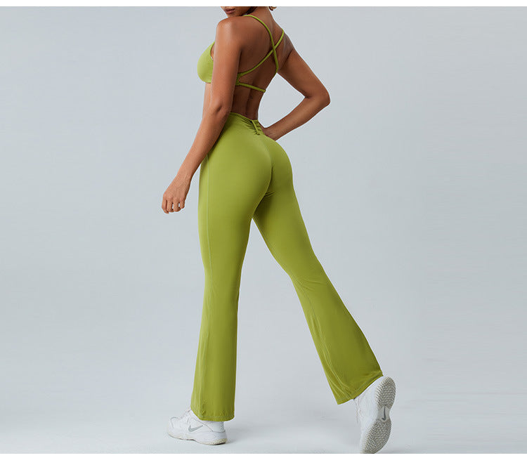 2023.08 Autumn new naked sense of lean speaker yoga pants women micro stretch wide leg pants high waist lift hip outdoor sports fitness pants