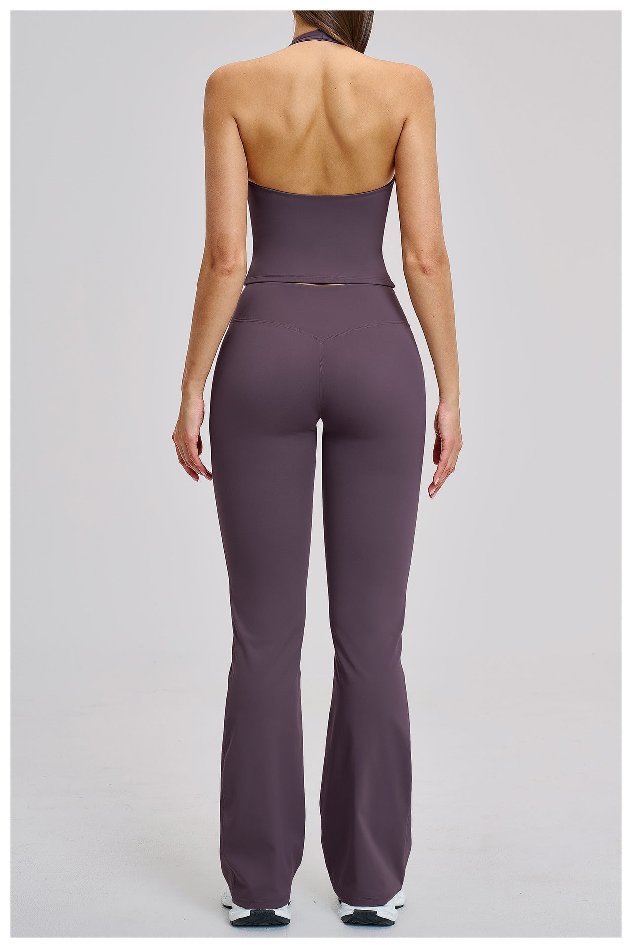 03/2026 Brushed Micro-flare Yoga Set, European and American Style Sports Running Fitness Set, Halter Neck Yoga Suit 4201