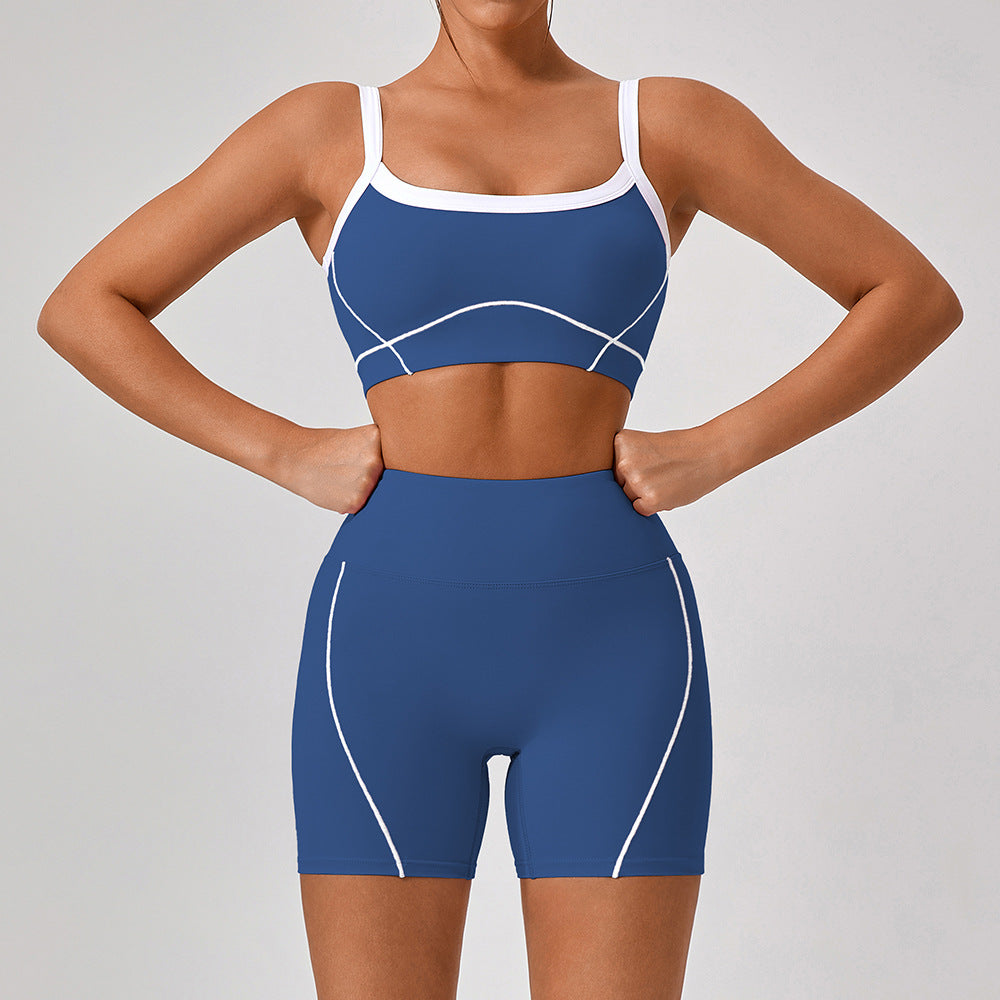 05/2024 Tight outdoor sports underwear for women with spaghetti straps contrasting color suit suspenders yoga suit