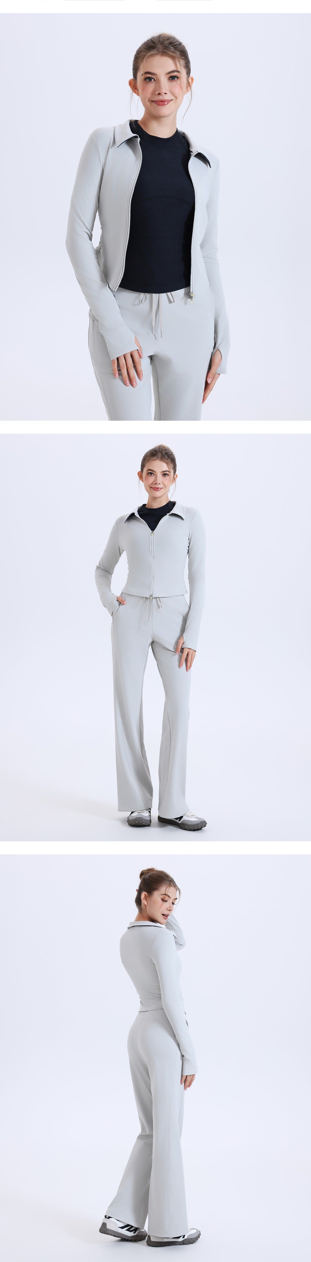 11/2025 Women's Autumn/Winter Fleece-Lined, Bare-Feel Running/Fitness Sports Jacket, Slim Fit, Yoga Suit, Long Sleeve, Turn-Down Collar, Zipper