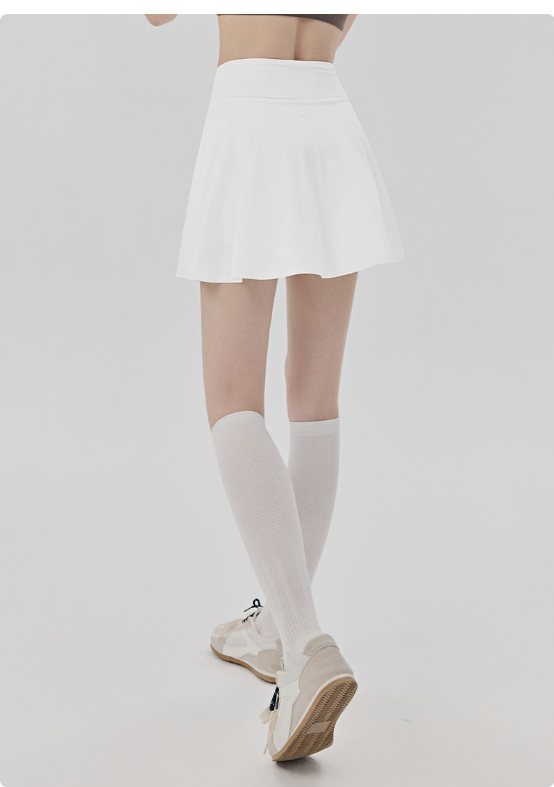 01/2026 Cool-feel sports mini skirt for women, two-piece design, anti-exposure yoga mini skirt, outdoor casual sun protection, tennis skirt with pockets.