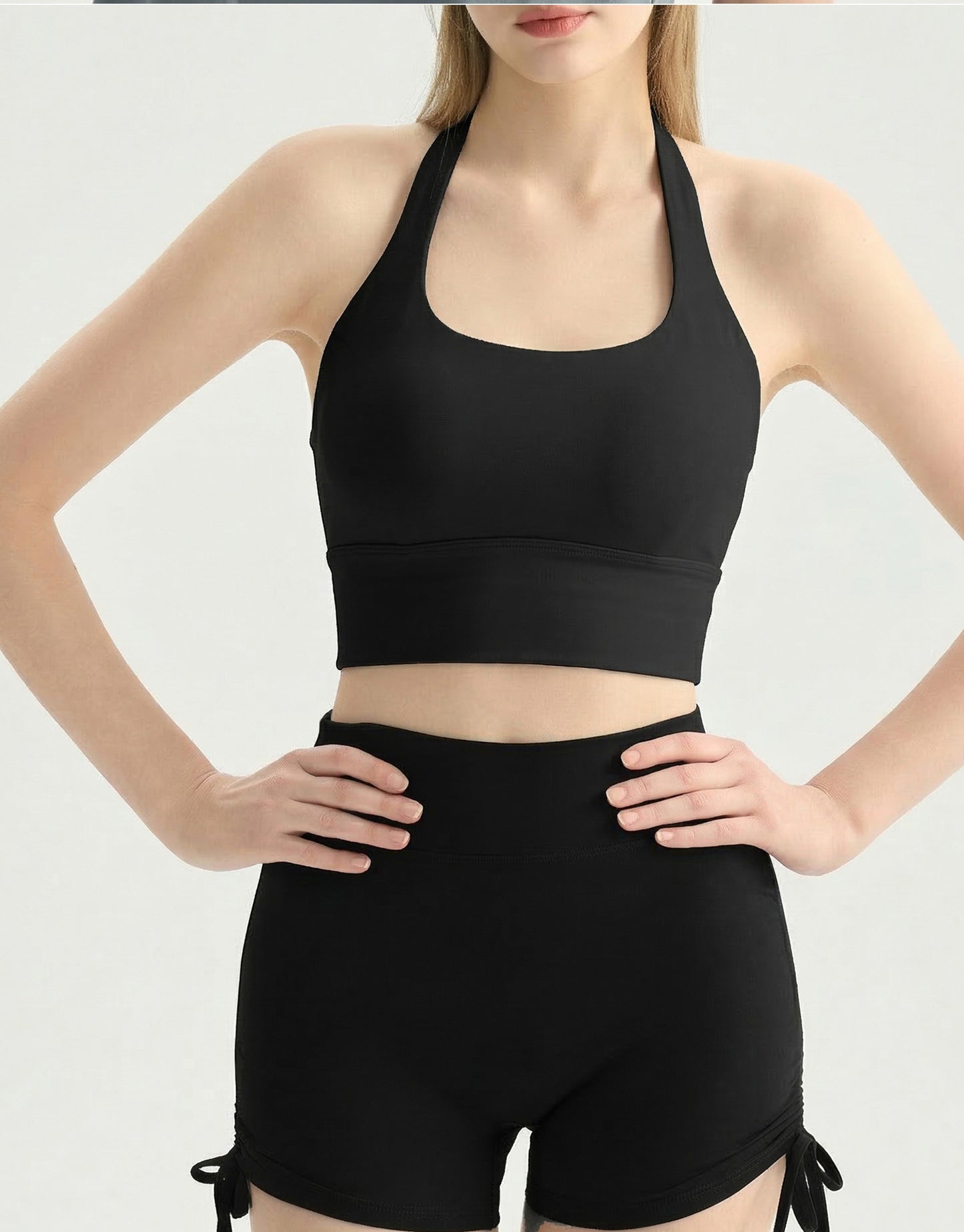 03/2026 Halter neck fitness vest yoga sports bra twisted backless fitness sports bra with fixed cups