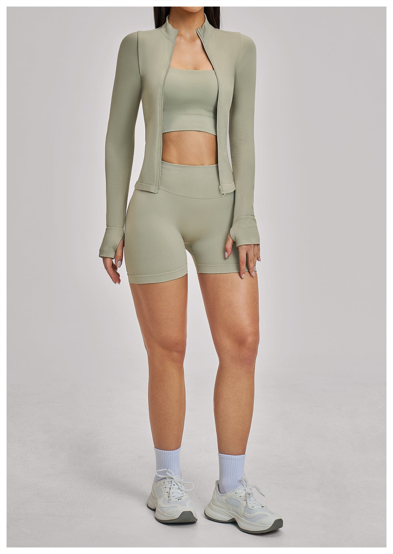 03/2026  Wholesale FOUREGG #5518 Seamless Yoga Set with Cross-Back Fit, Tight-Fit Fitness Clothing, High-Elasticity Running Sports Set for Women, 5518