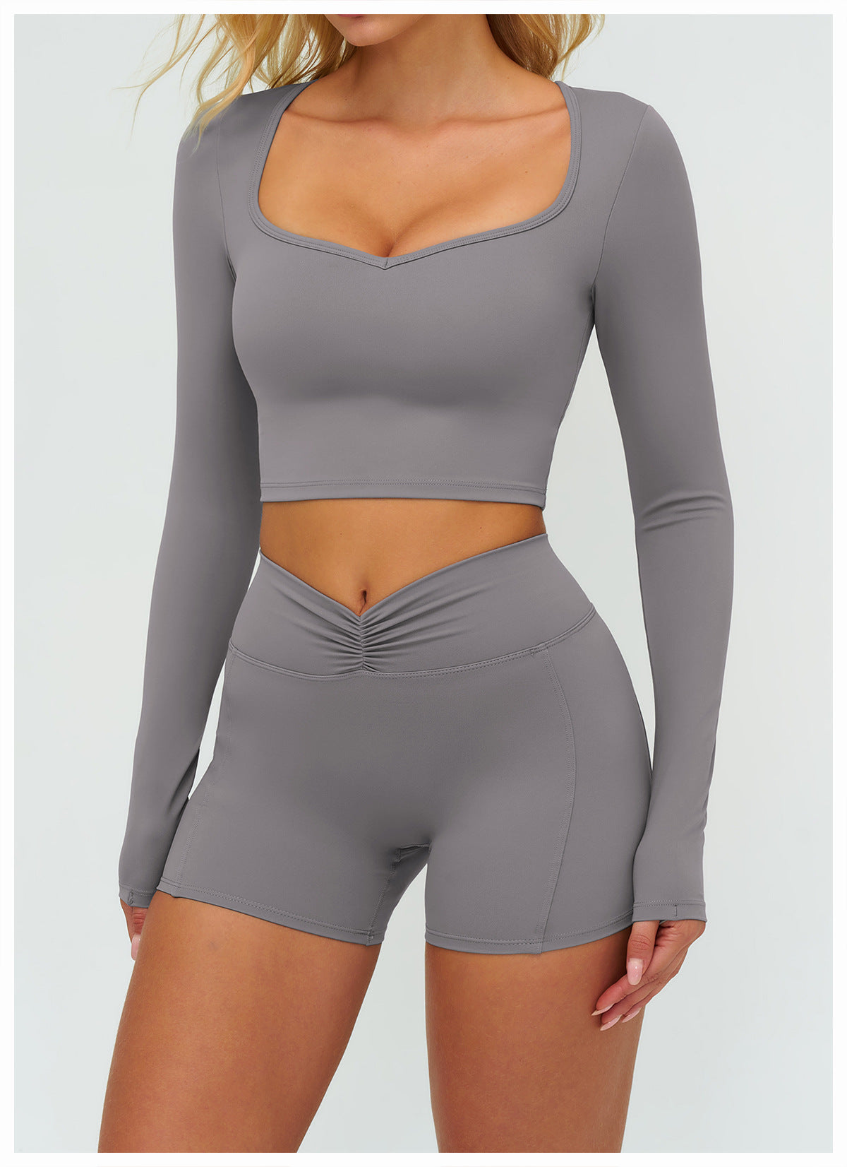 12/2025 Autumn/Winter Cross-Border Brushed Long-Sleeved Yoga Wear, Outdoor Running Fitness Wear, Casual Sports Top 9313