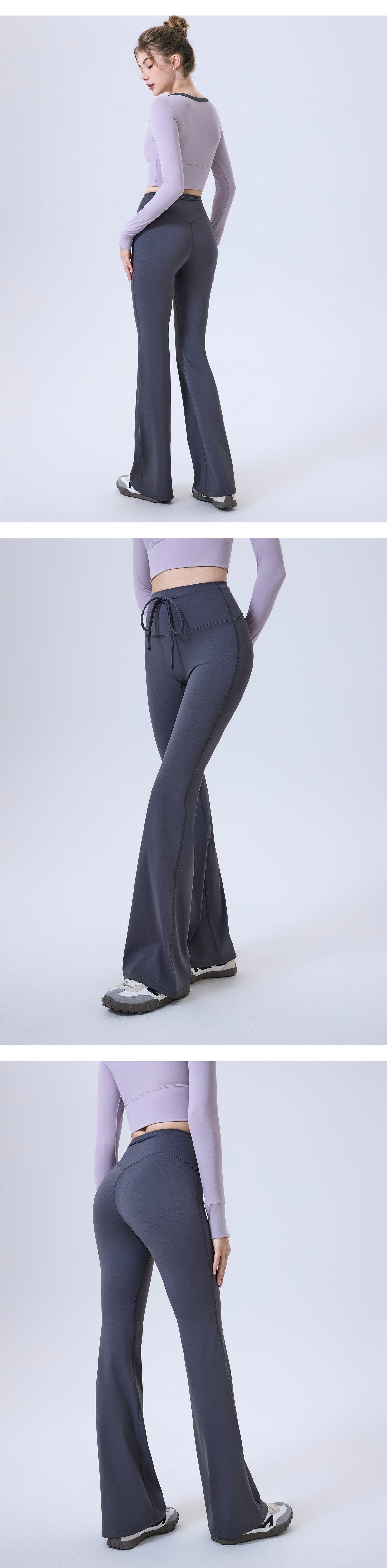 10/2025 High-waisted, tummy-control, seamless, anti-rolling drawstring long pants for women, suitable for running, fitness, and yoga.