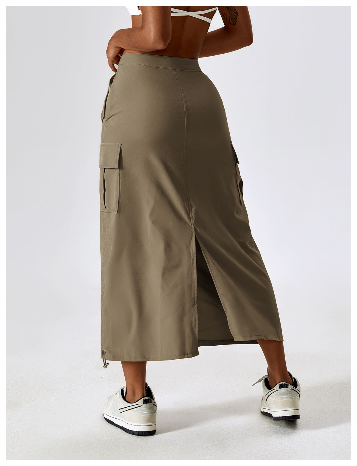 23.07 retro tooling skirt waist sports casual skirt mid-length all-match tooling pocket skirt 8336