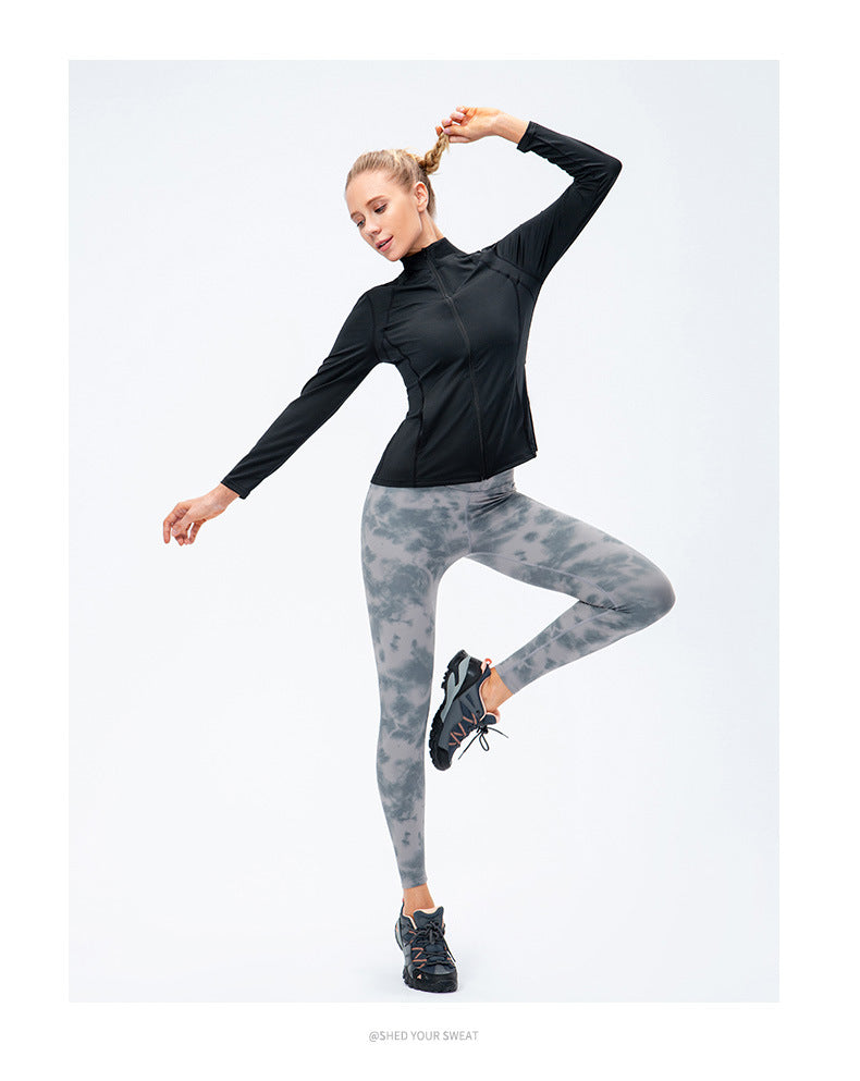 09/2025 Veste de sport à fermeture éclair et manches longues pour femme Automne/Hiver, Tenue de yoga de fitness ajustée, Haut de course élastique à séchage rapide 12613