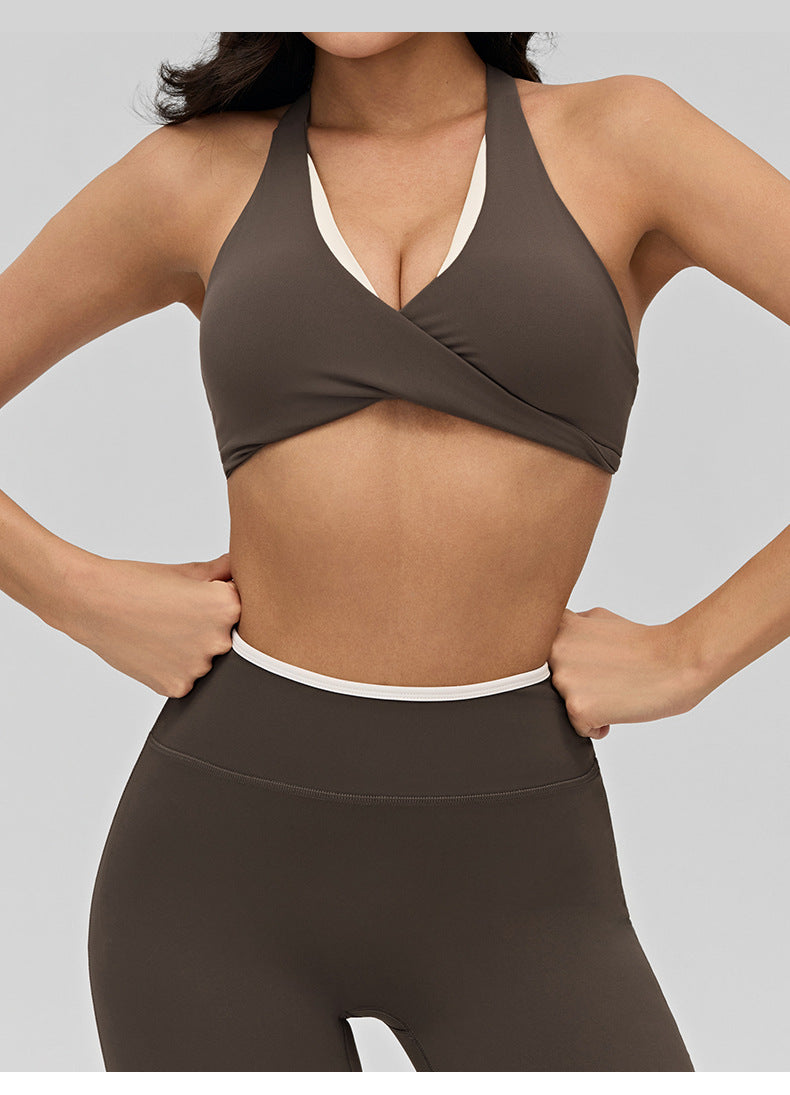 02/2026 Women's color-blocked backless bodycon yoga suit, suitable for running, sports, fitness, and yoga.