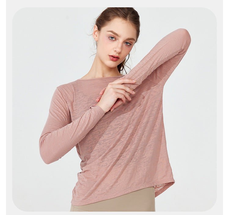 2023.09 Autumn new lightweight fitness vest women quick dry long sleeve loose sports shirt breathable smock T-shirt yoga clothes