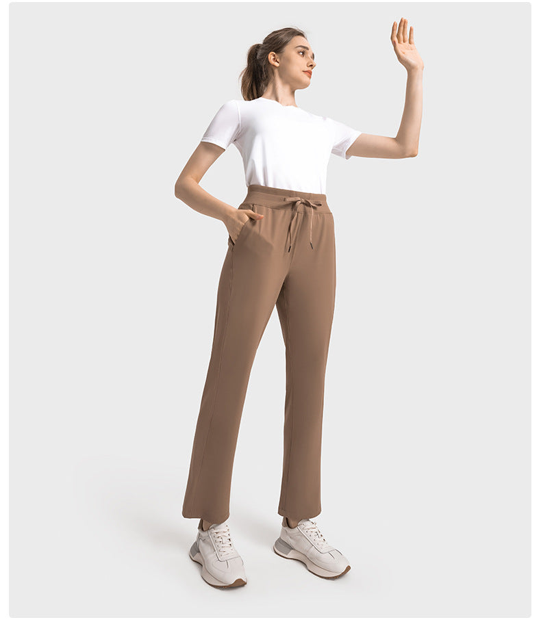 Hyosung Spandex Straight Casual All-match Sports Trousers Women's High Waist Abdominal Training Fitness Yoga Pants