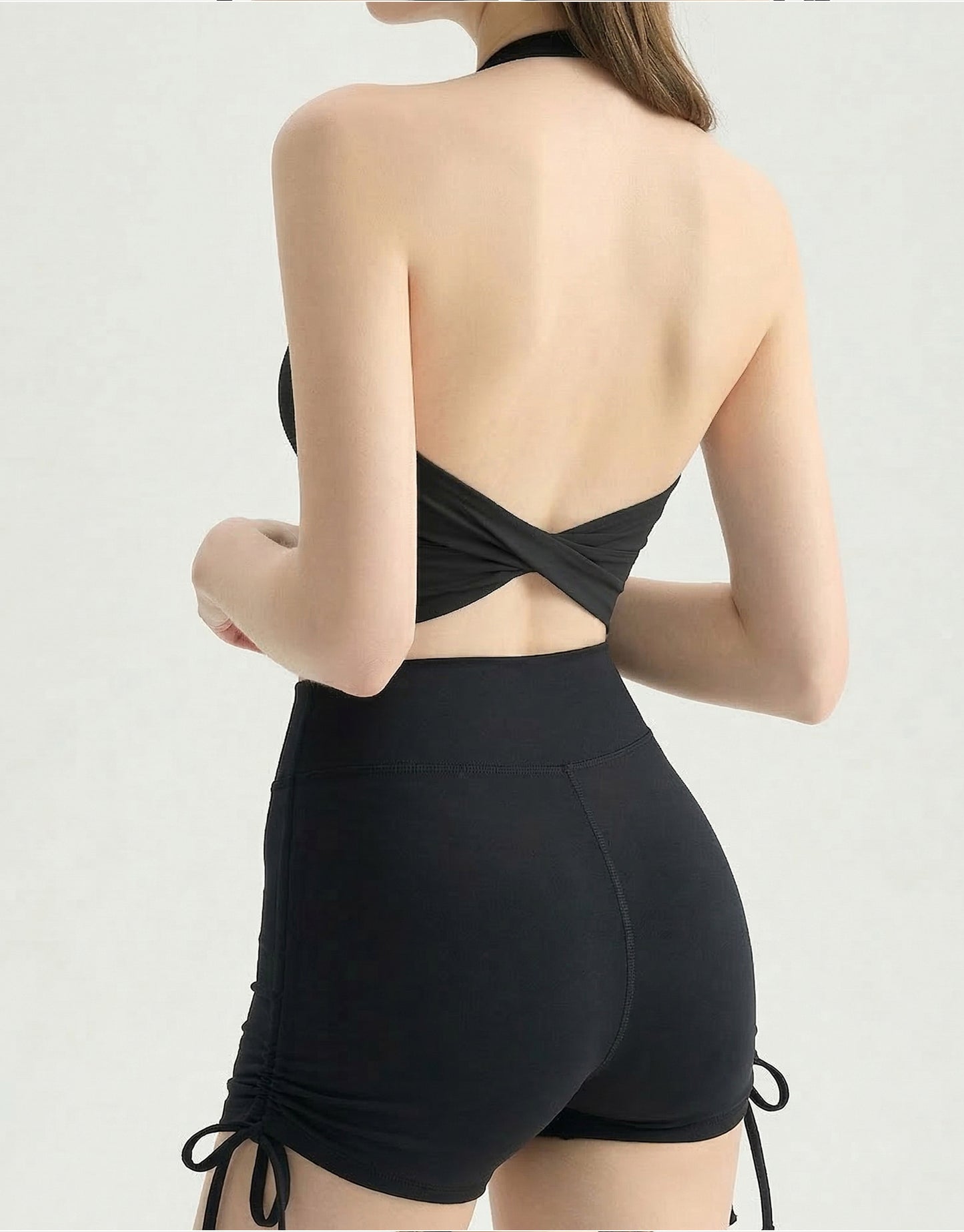 03/2026 Halter neck fitness vest yoga sports bra twisted backless fitness sports bra with fixed cups