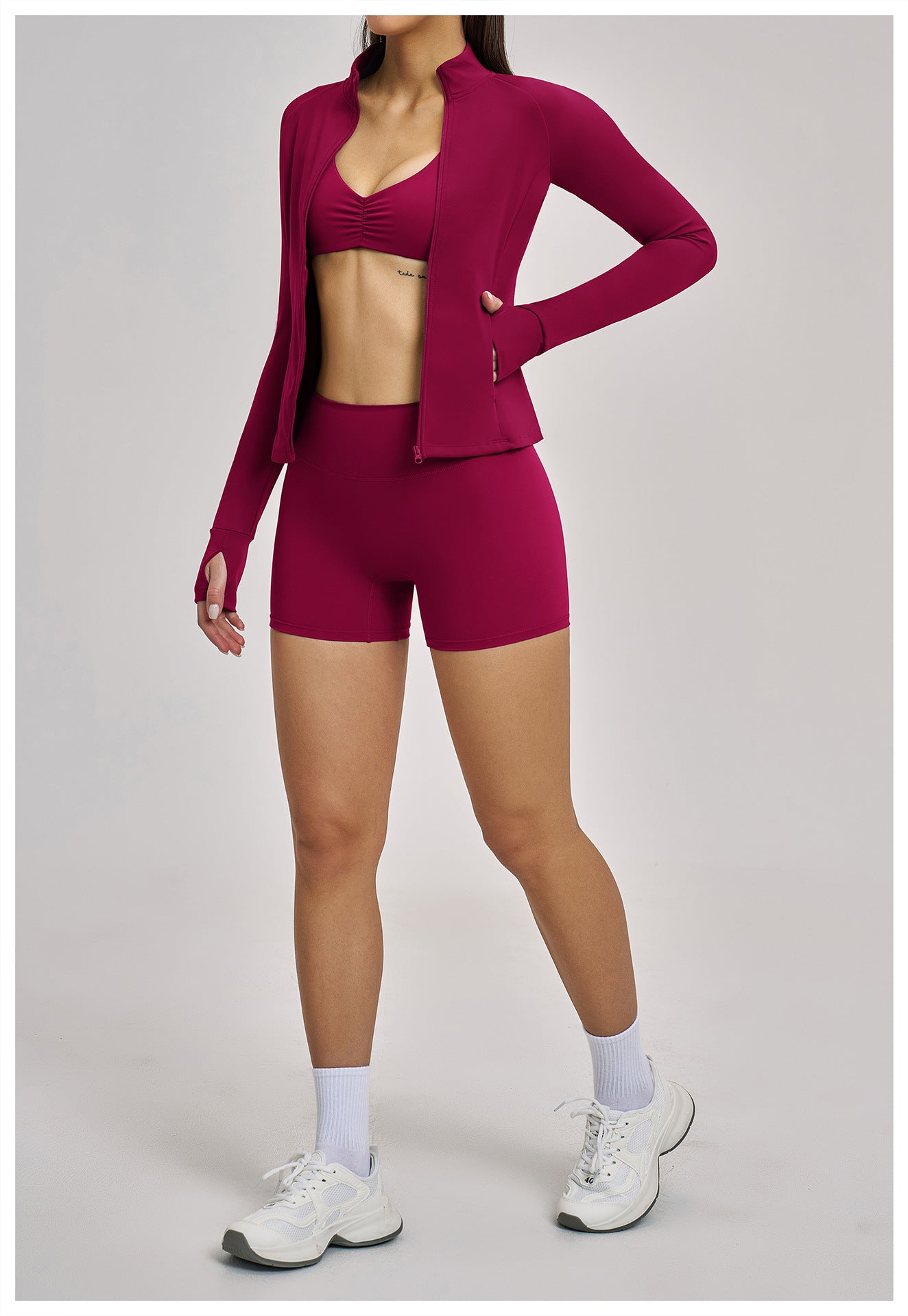 03/2026 Spring Yoga Set Casual Fitness Suit Women's Outdoor Running Sports Three-Piece Set 4510
