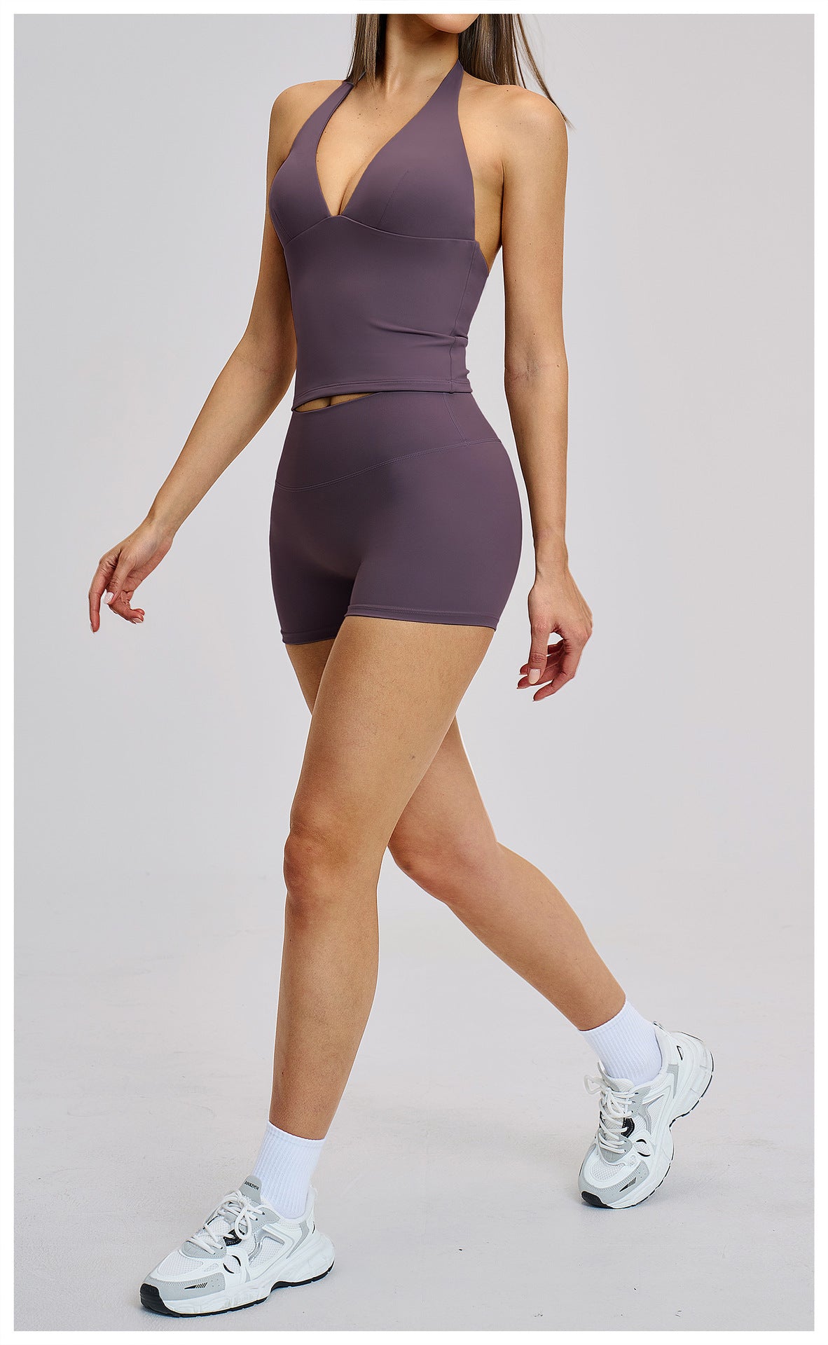 03/2026 Brushed Micro-flare Yoga Set, European and American Style Sports Running Fitness Set, Halter Neck Yoga Suit 4201