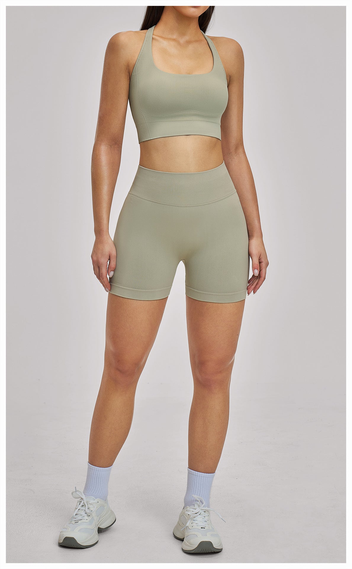 03/2026 Racerback Fitted Yoga Set, Seamless Fitness Wear, High-Elastic Running Sports Set for Women, 5518