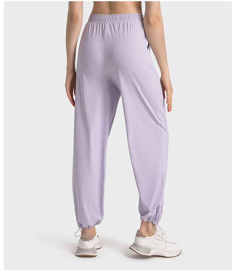 cool feeling original yarn UPF50+ sun protection pants women's outdoor casual all-match drawstring wide-leg straight-leg pants