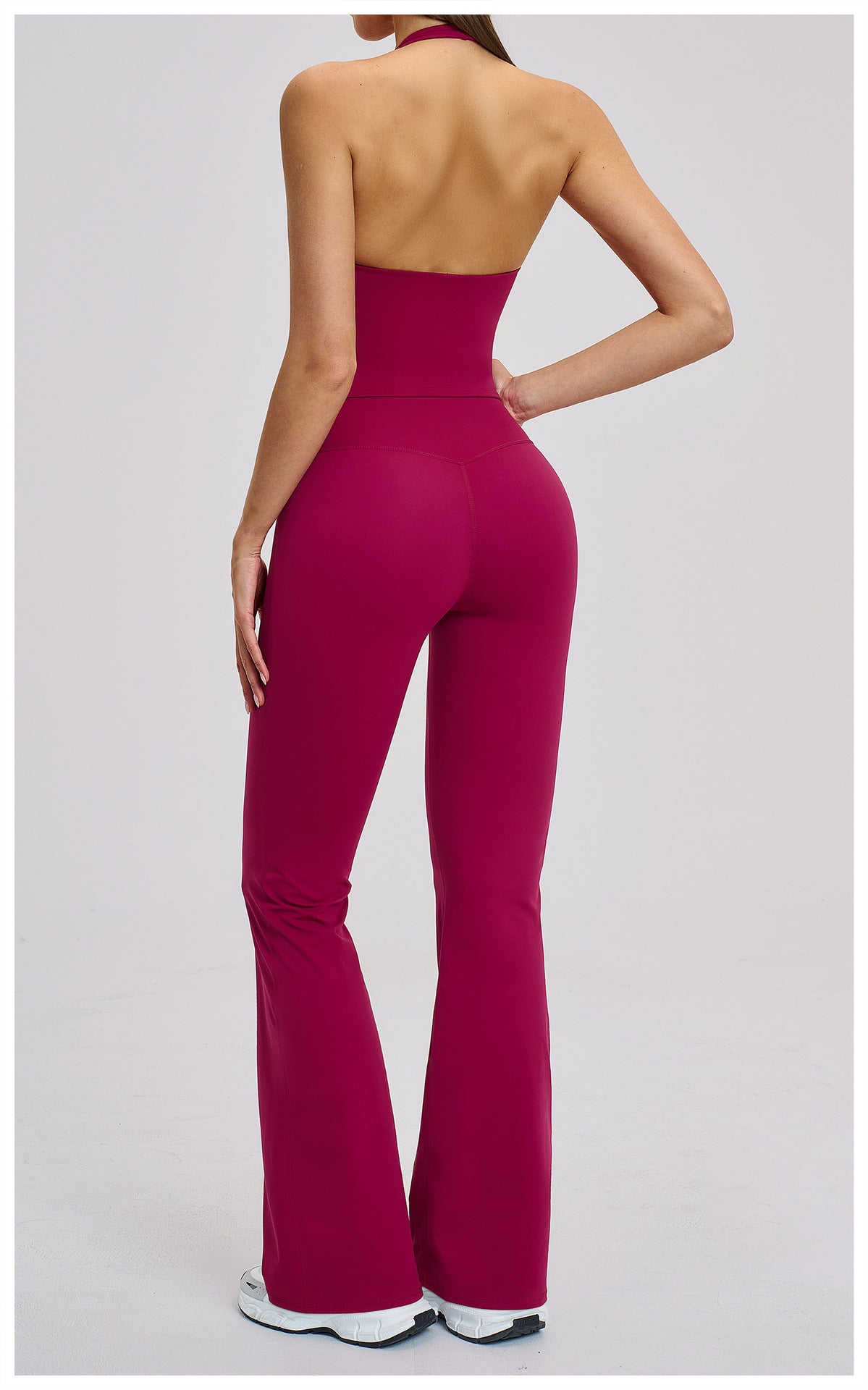 03/2026 Brushed Micro-flare Yoga Set, European and American Style Sports Running Fitness Set, Halter Neck Yoga Suit 4201