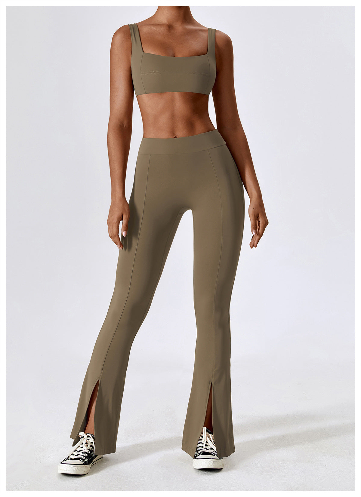 2023.08 wide-leg tight-fitting nude yoga pants with hip-lifting and slightly flared casual sports pants high-waisted flared pants 8281