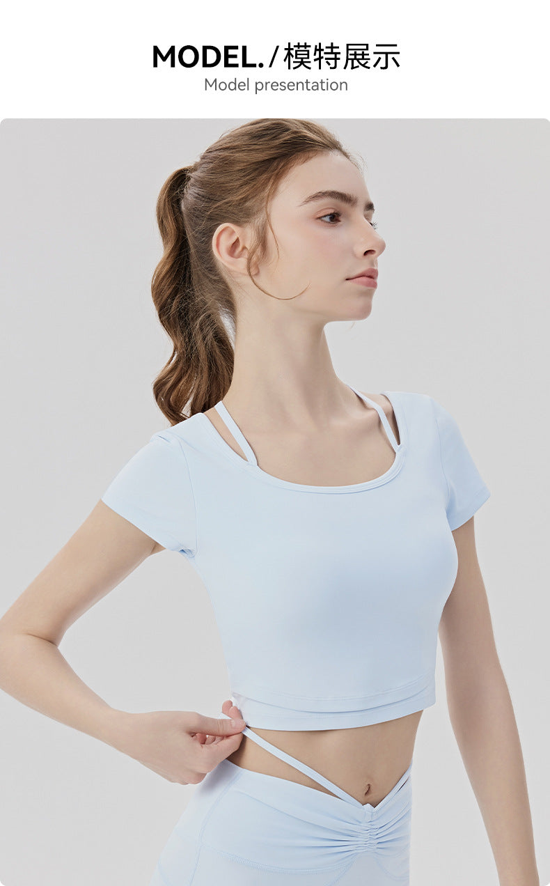 01/2026 Cooling Yoga Set Two-Piece Set with High-End Feel, Padded Bra, Pilates, Nude Comfort Fitness Wear Sports Set for Women