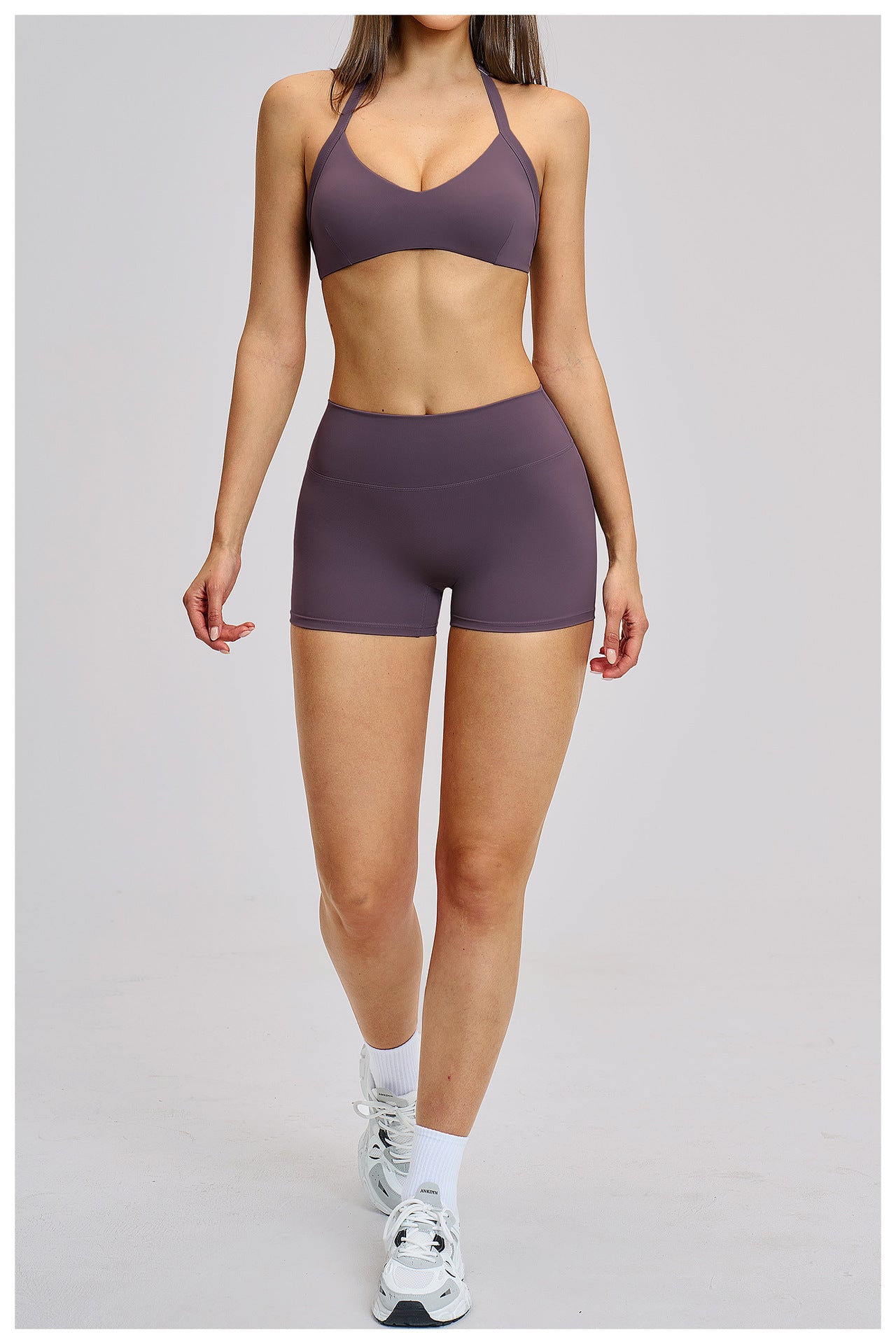 03/2026 Brushed Fleece Sports Yoga Set with Hollow Neck and Beautiful Back - Sports Running Fitness Set 4201