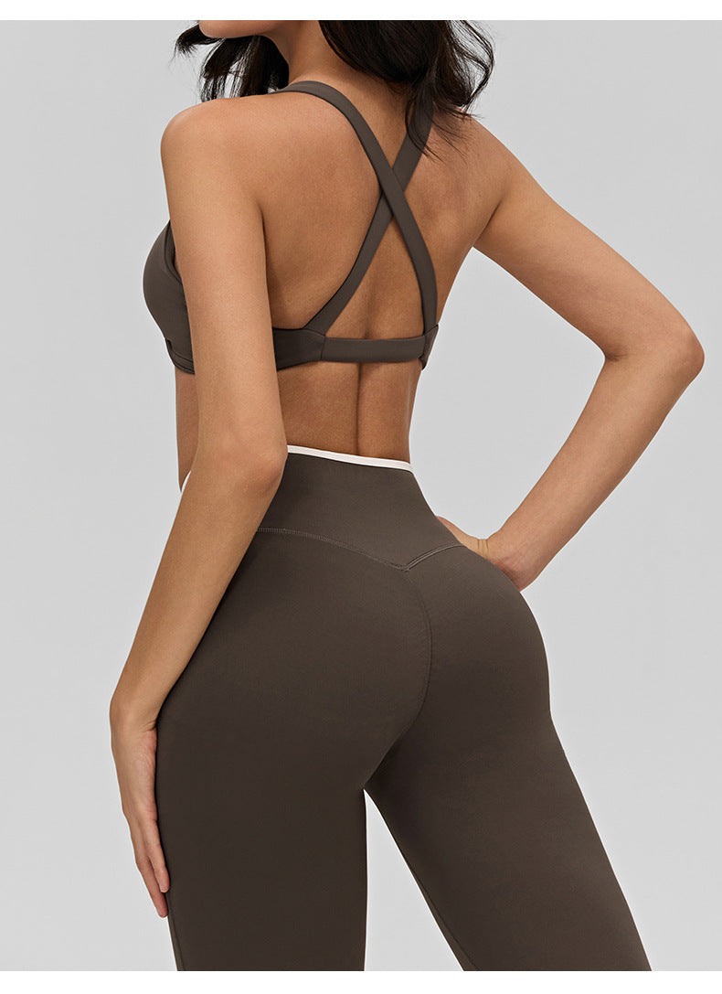 02/2026 Women's color-blocked backless bodycon yoga suit, suitable for running, sports, fitness, and yoga.