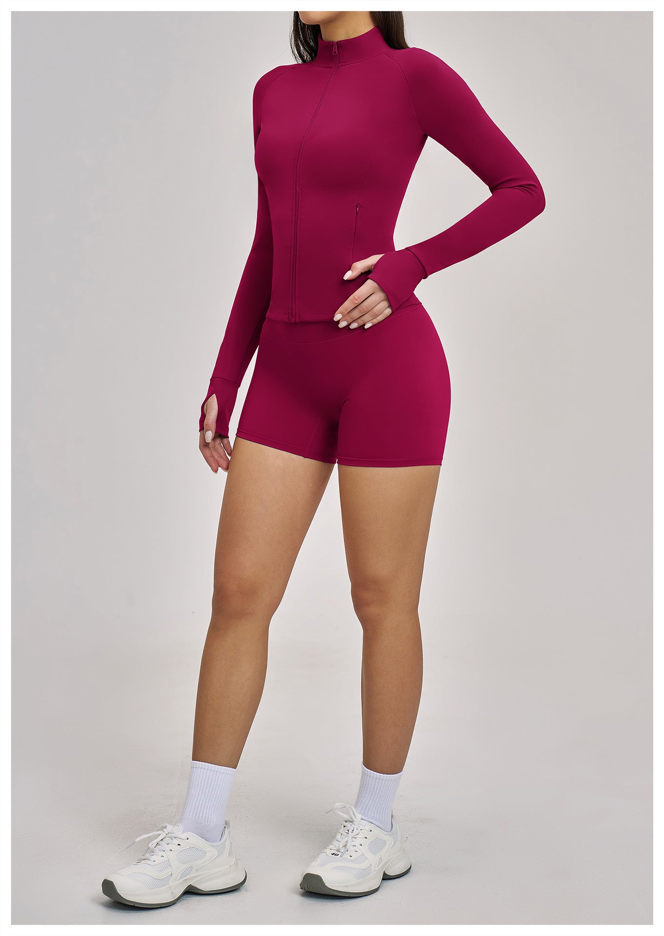 03/2026  Quick-drying fitness set with zipper, casual set for women, outdoor cycling, running and sports outfit, 4510