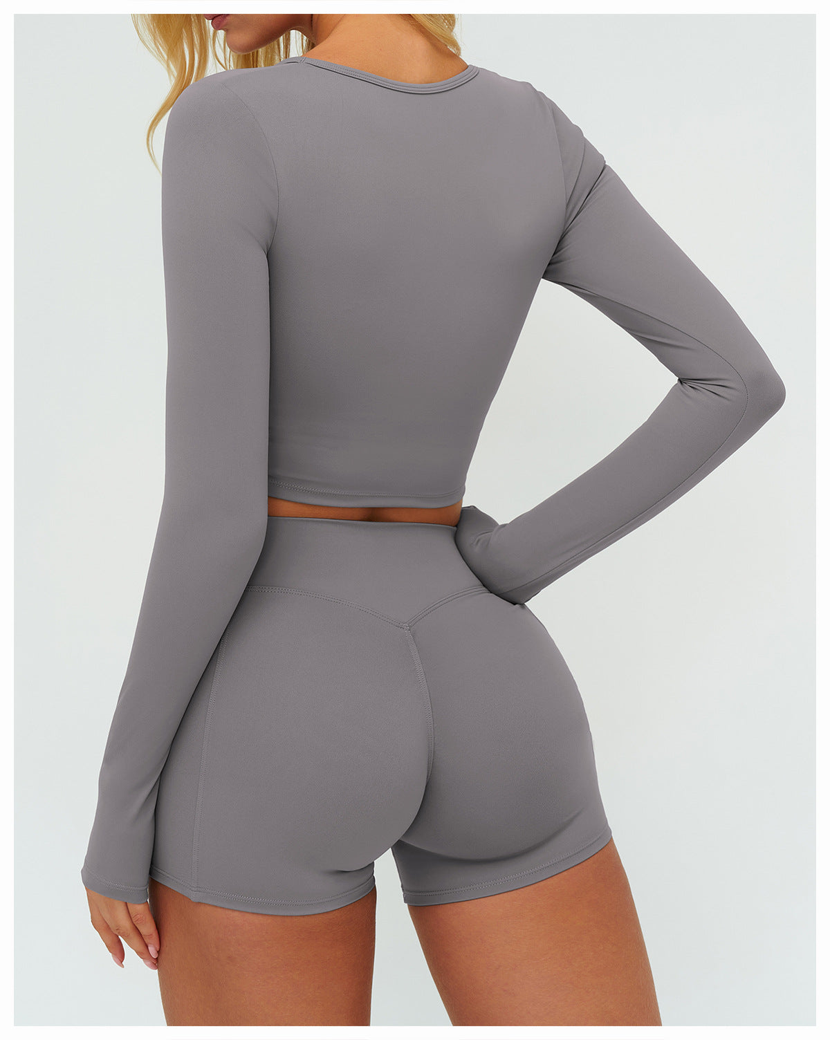 12/2025 Autumn/Winter Cross-Border Brushed Long-Sleeved Yoga Wear, Outdoor Running Fitness Wear, Casual Sports Top 9313