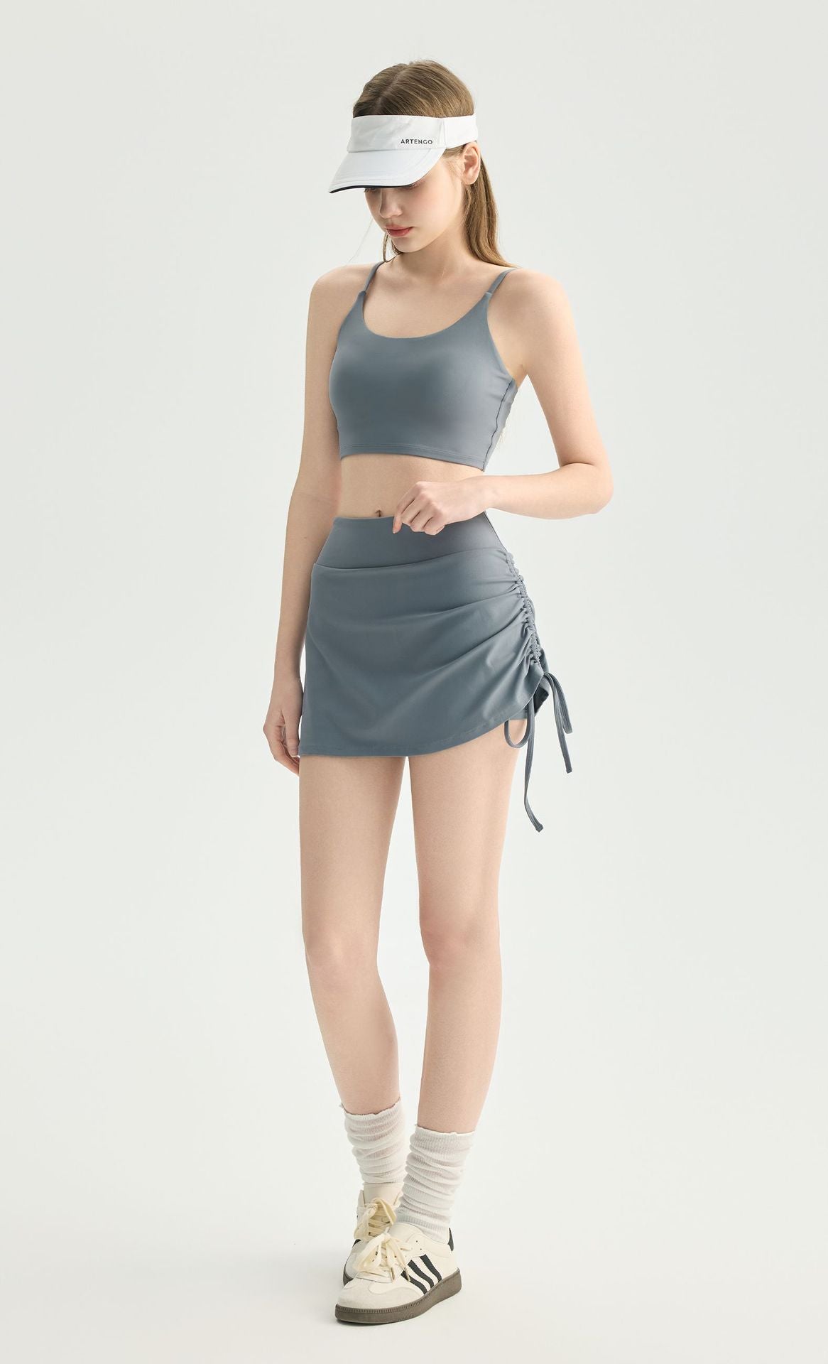 02/2026 Minifalda de yoga fruncida con cordón ajustable para mujer, ideal para correr, bailar, entrenar a diario, hacer fitness - pantalones falda de dos piezas
