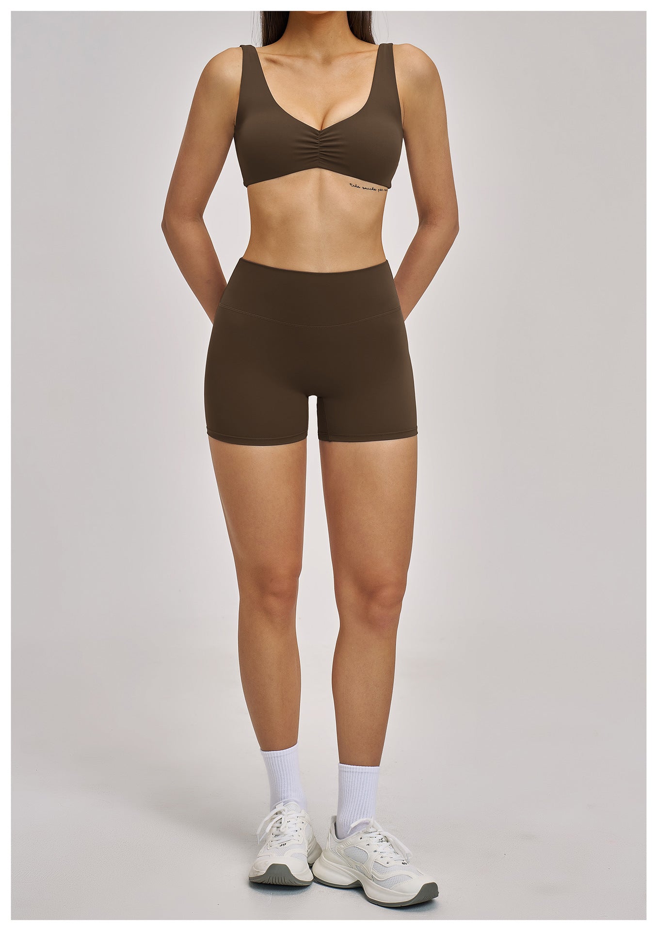 03/2026 Ensemble de Yoga en Micro Flannel Robuste - Ensemble Sportif de Course et Fitness Style Européen - Vêtements de Yoga à Dos Nu et Cou Attaché - 4520