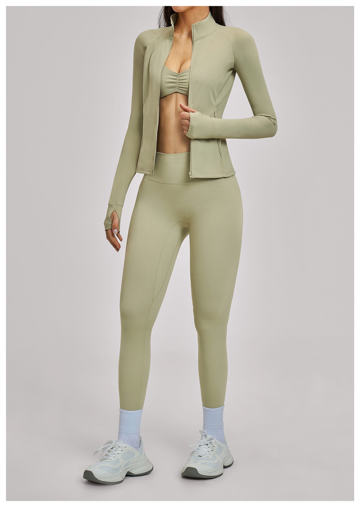 03/2026 Conjunto deportivo con cremallera acanalada - Conjunto casual para mujer - Ciclismo al aire libre, running y triatlón de fitness 4510