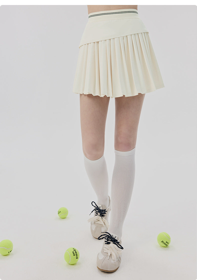 01/2026 Cool-feel sports mini skirt for women, faux two-piece design, anti-exposure yoga skirt with pockets, elastic waist, casual tennis skirt.