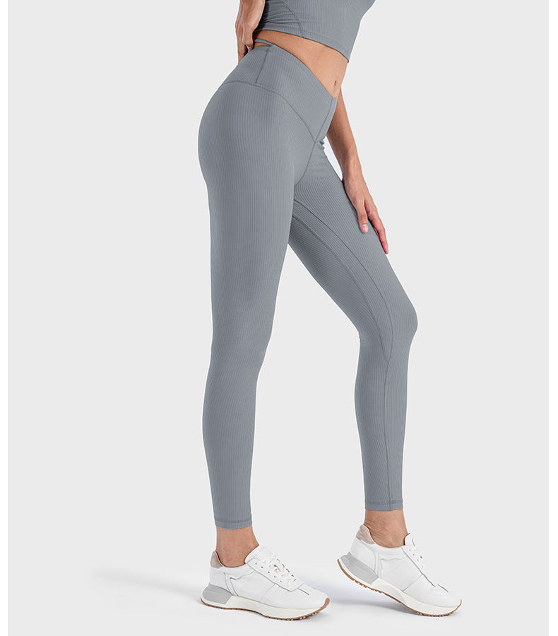 2023.09 Vertical rib 2.0 Running Running Fitness Exercise leggings for women Pula Raise high waisted hip lift Yoga pants