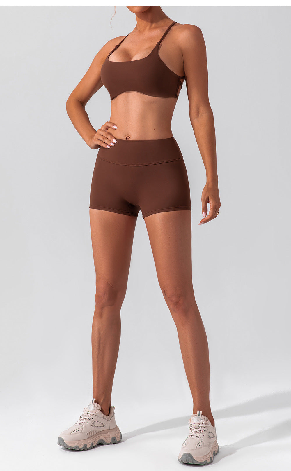 Women Shorts high-waist fitness shorts without embarrassing lines double-sided brushed yoga pants women's hip-lifting tight sports shorts