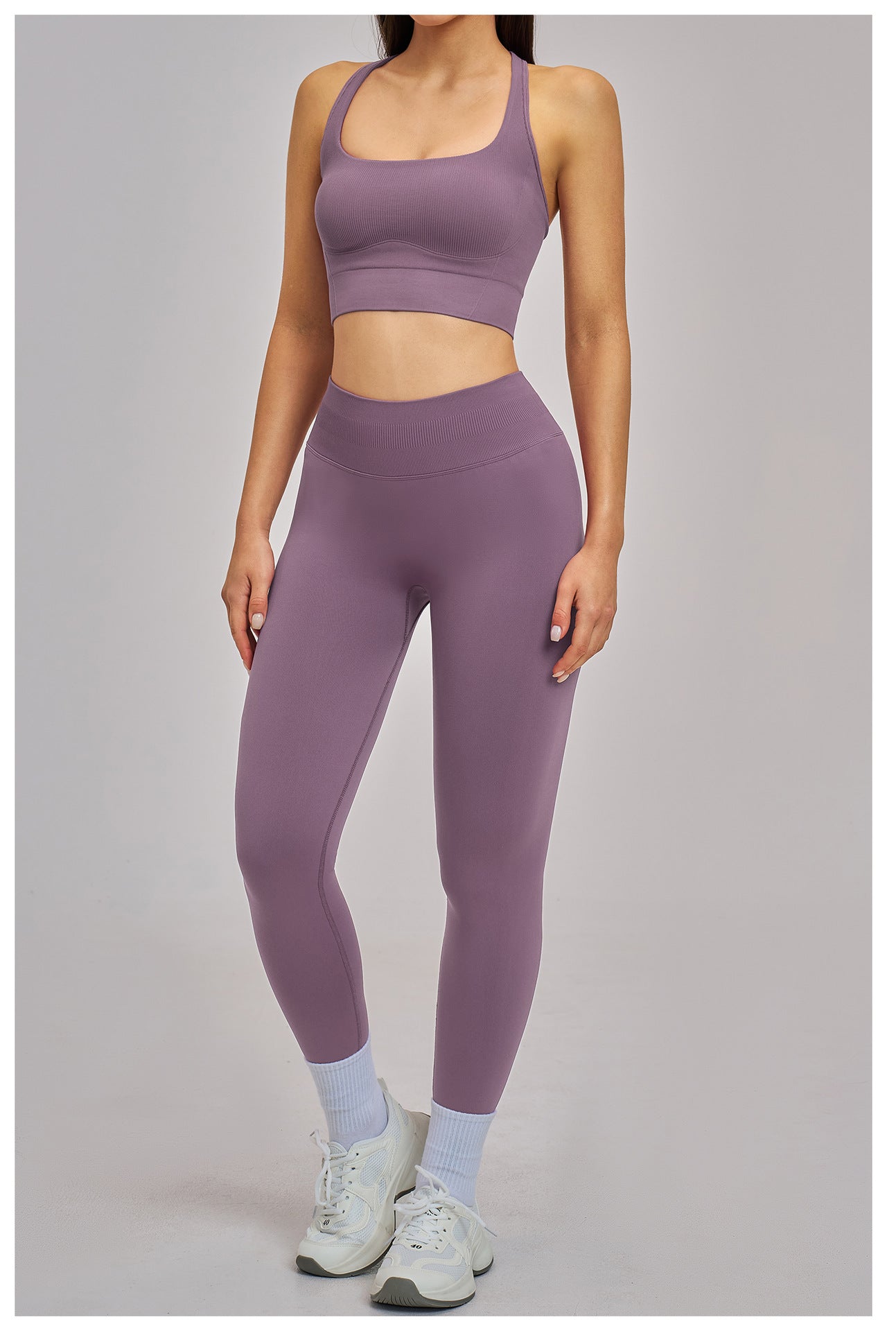 03/2026 Wholesale FOUREGG #5518 Seamless Yoga Set, Racerback Fitted Fitness Suit, High Elastic Running Sports Set for Women, 5518