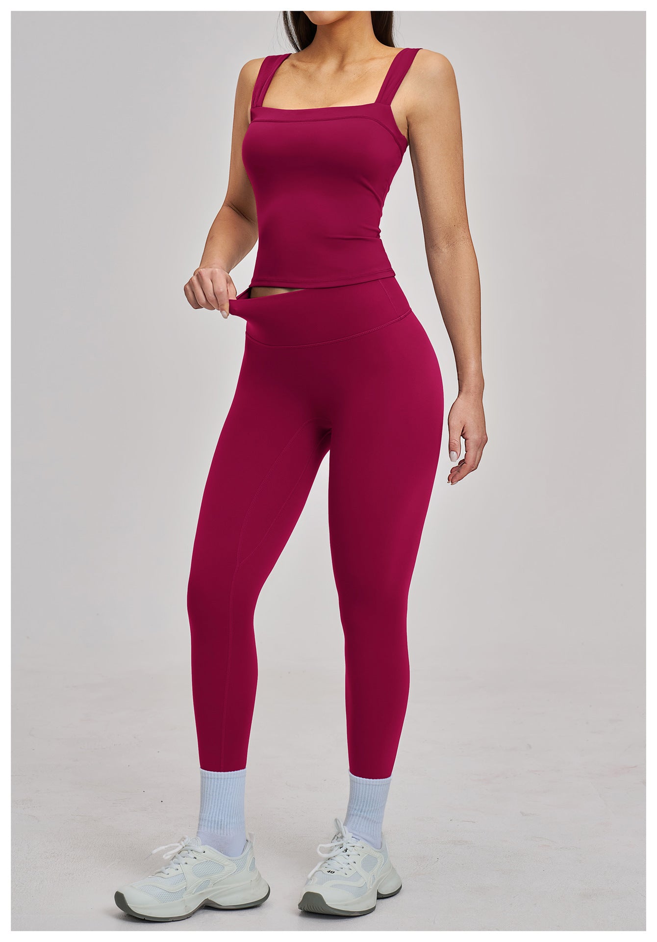 03/2026 Spring European and American style outdoor sports fitness suit, brushed tight-fitting yoga wear, shockproof sports suit for women, 4520