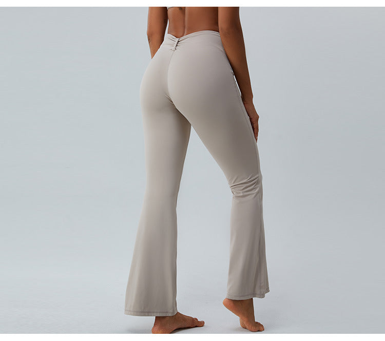 2023.08 Autumn new naked sense of lean speaker yoga pants women micro stretch wide leg pants high waist lift hip outdoor sports fitness pants