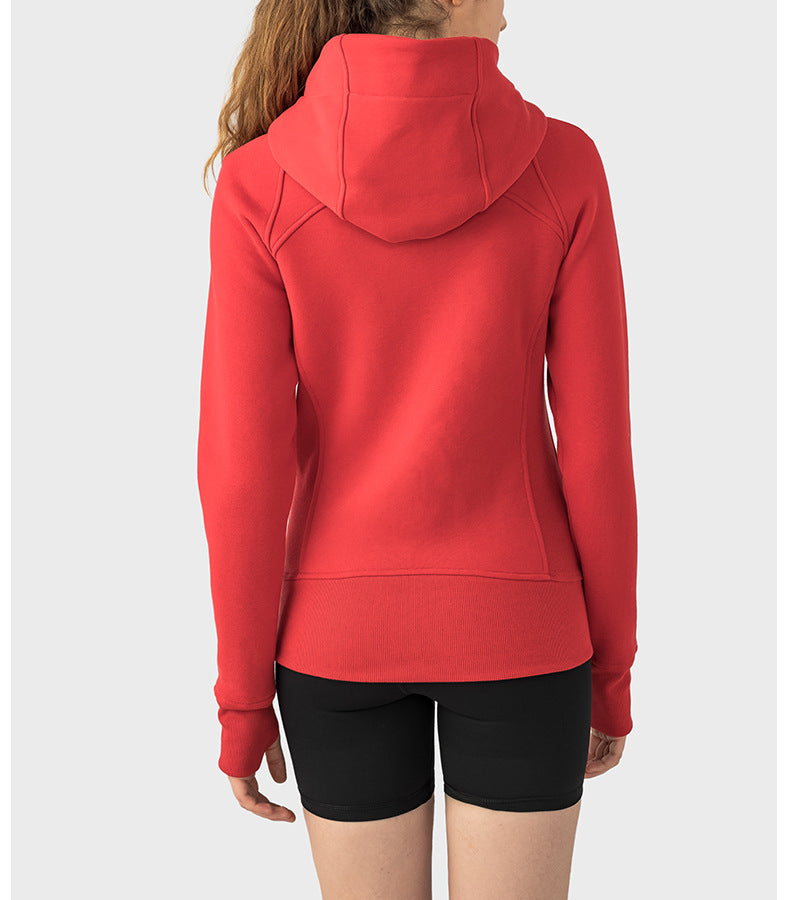 2023.09 SCA's new thick warm hooded sport jacket for women's outdoor casual yoga workout jacket