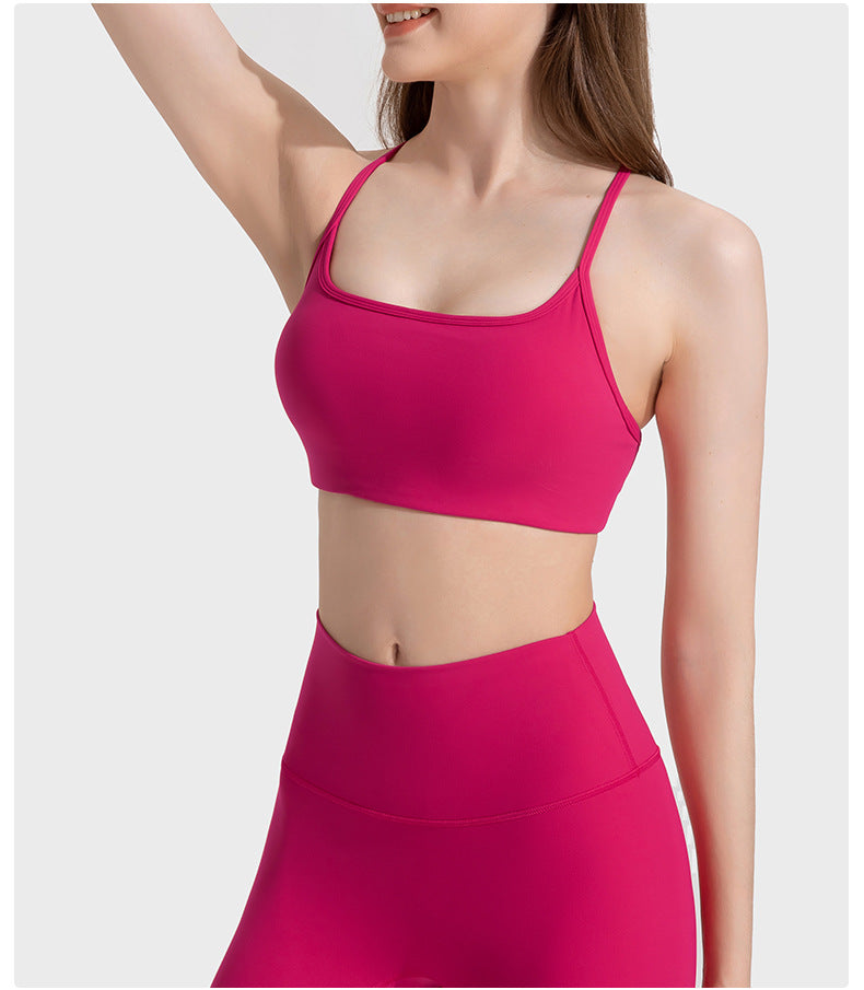 02/2023 updated thin strap cross hollow beautiful back sports bra bra low intensity yoga Pilates sports underwear