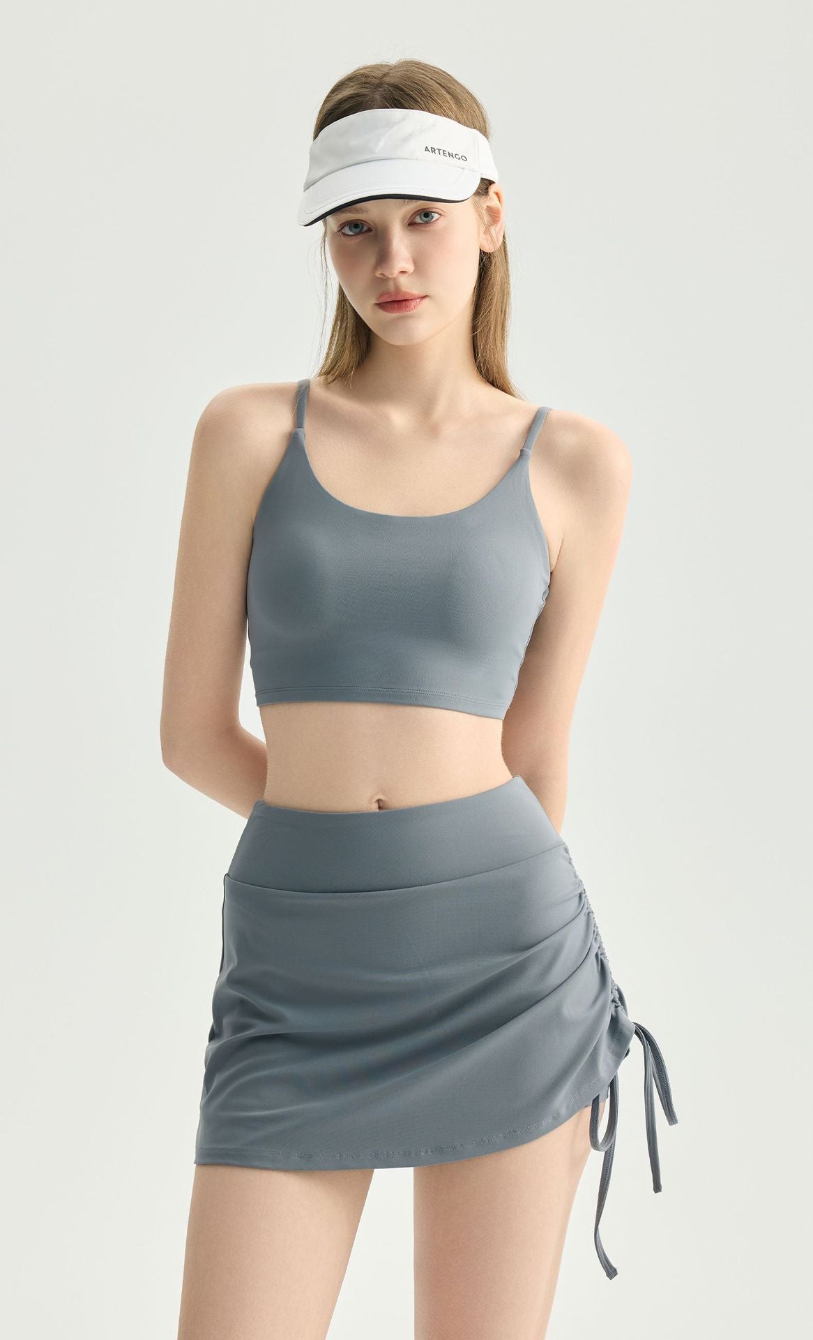 02/2026 Minifalda de yoga fruncida con cordón ajustable para mujer, ideal para correr, bailar, entrenar a diario, hacer fitness - pantalones falda de dos piezas