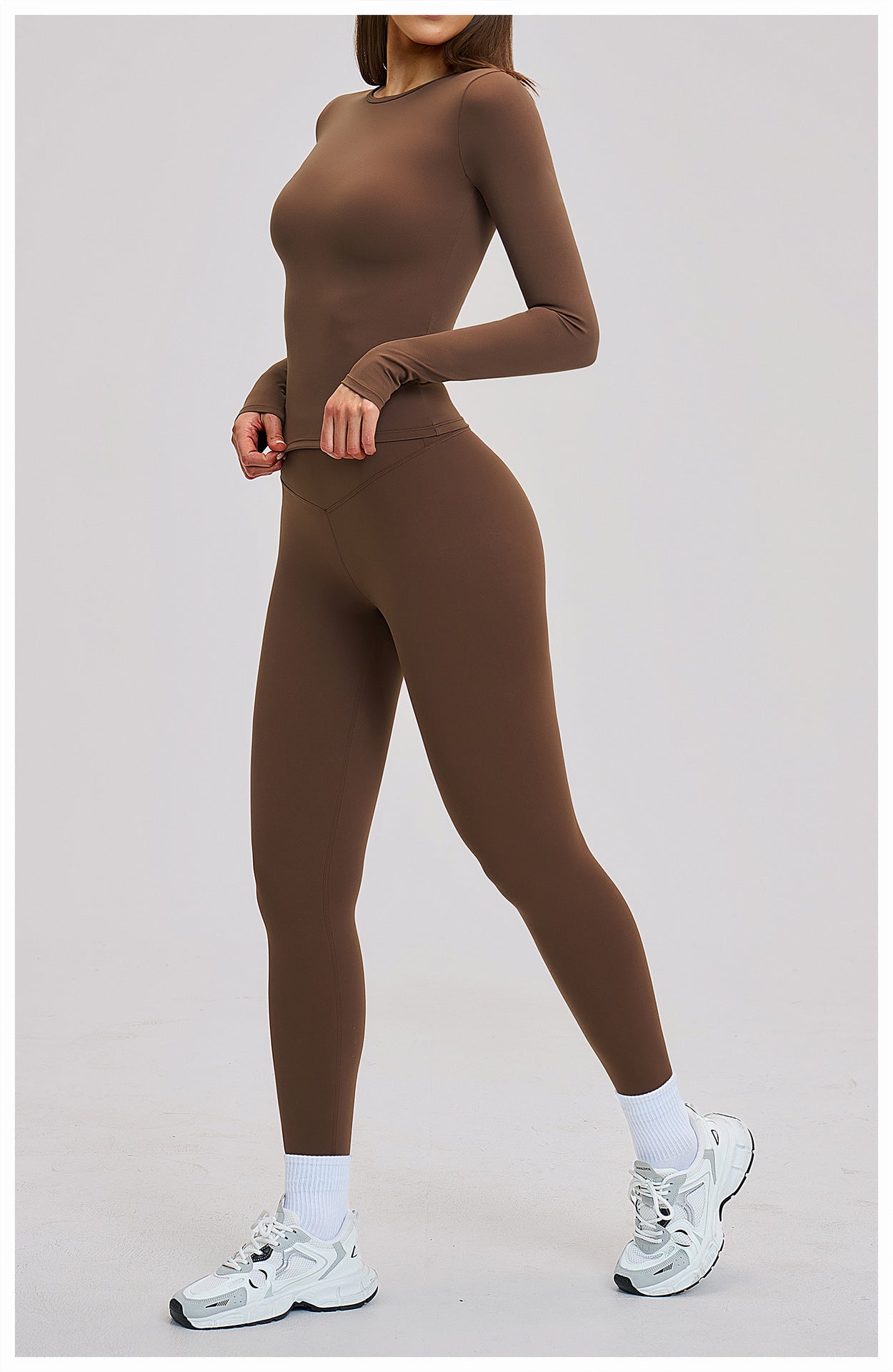 02/2026 Yoga set, brushed microfiber tight-fitting sport and casual outfit for women, outdoor running and fitness set, 8519