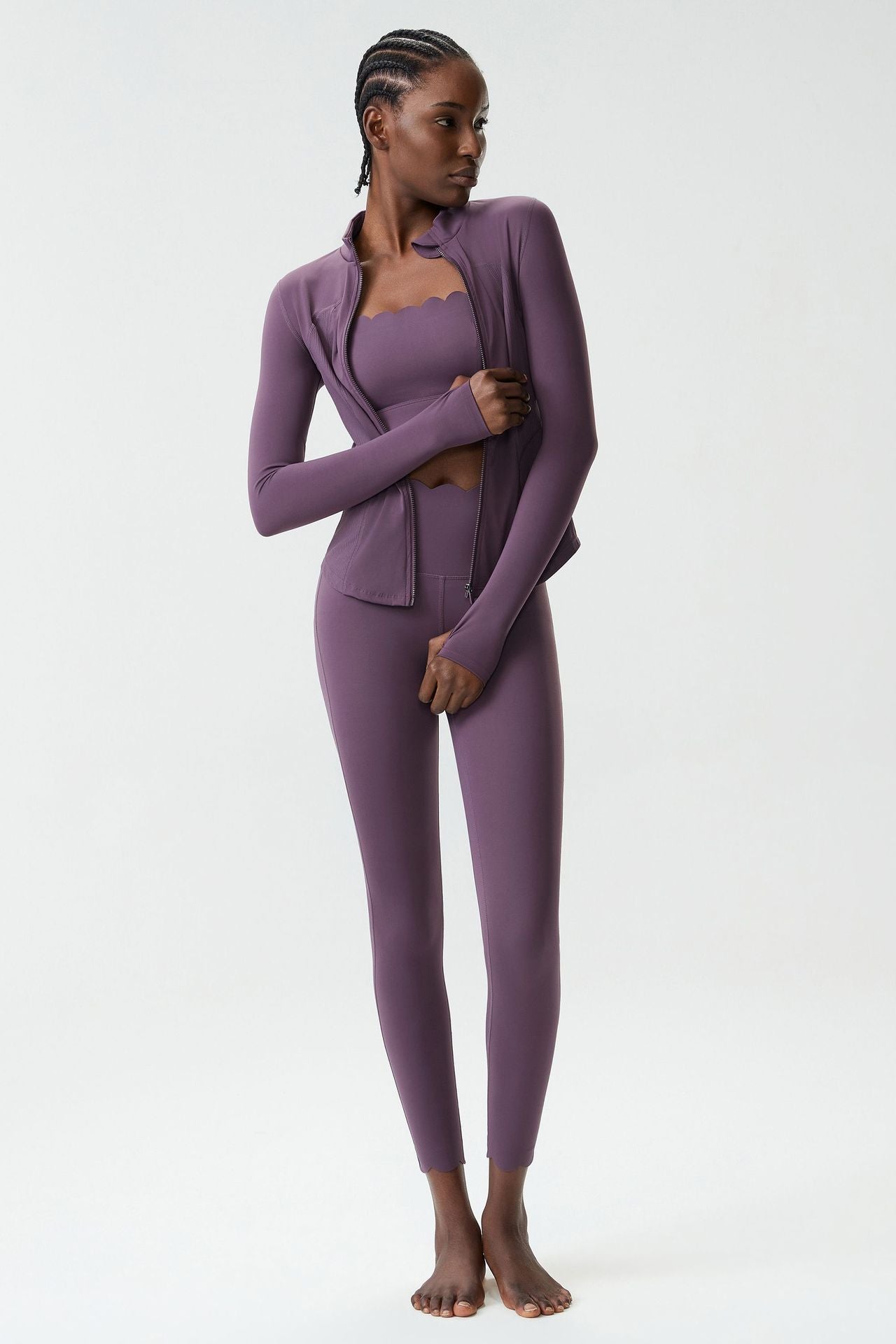 01/2026 Women's Plus Size Fitted Yoga Suit Set, Elastic Quick-Drying Sports Fitness Suit Set (3 Pieces)